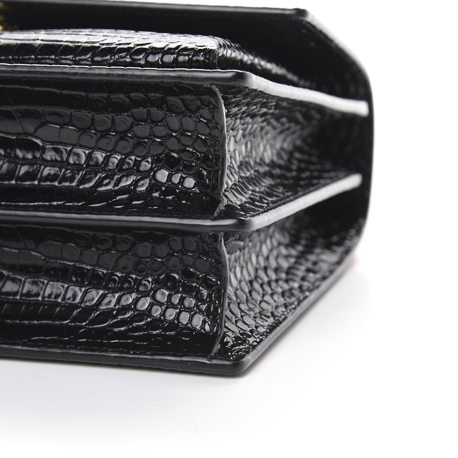 Saint Laurent Calfskin Crocodile Embossed Medium Monogram Sunset Black 9 of 9