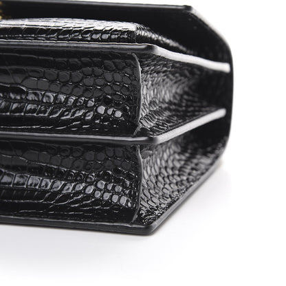 Saint Laurent Calfskin Crocodile Embossed Medium Monogram Sunset Black 9 of 9