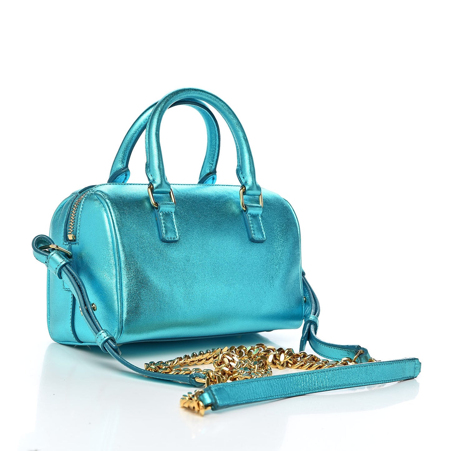 Metallic Lambskin Classic Toy Duffle Blue