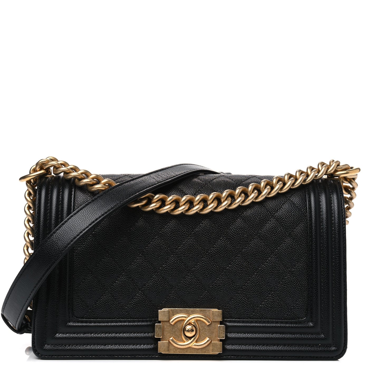 Caviar Quilted Medium Boy Flap Black