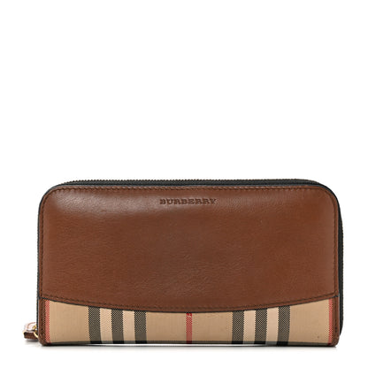 Burberry Calfskin Haymarket Check Elmore Zip Around Wallet Tan 1 of 7