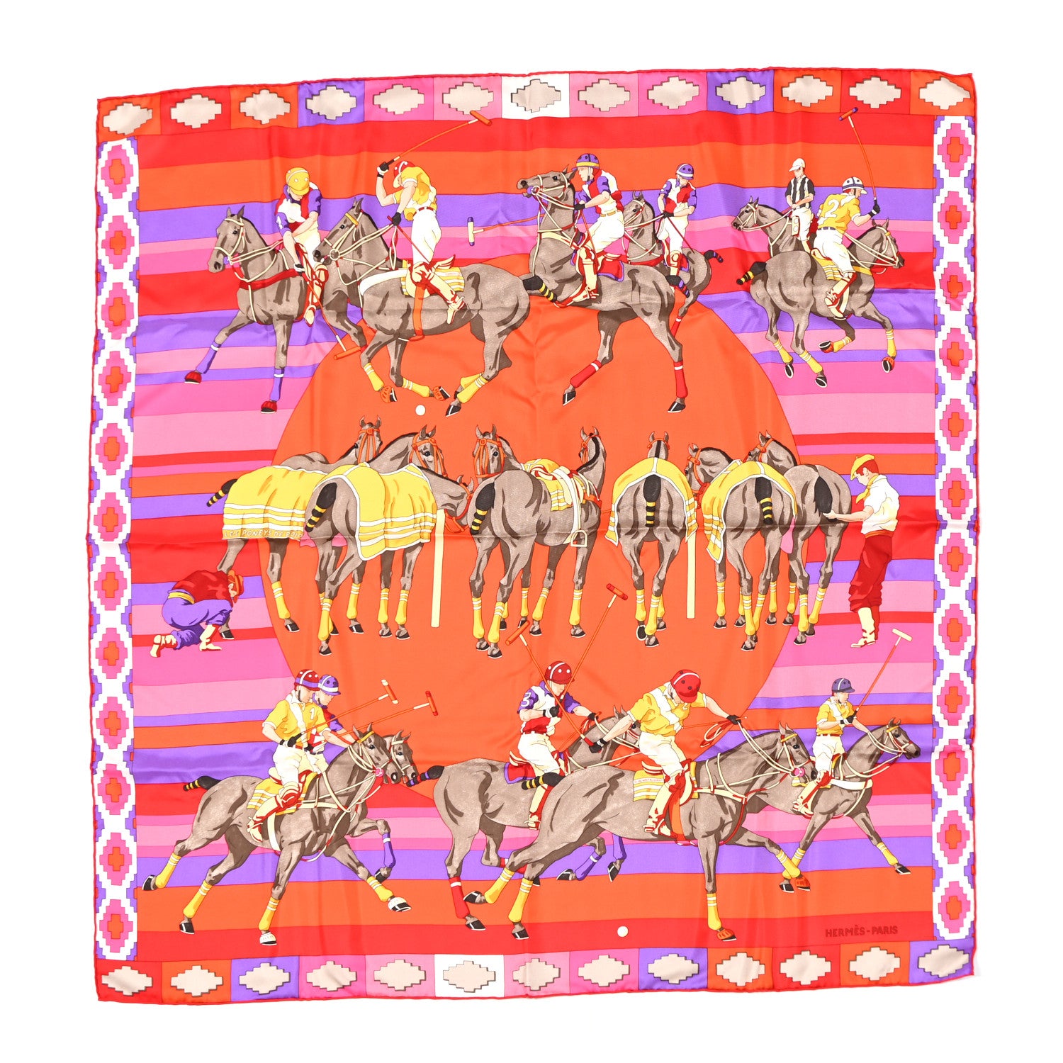 Hermes Silk Les Poneys de Polo Scarf 90 1 of 11