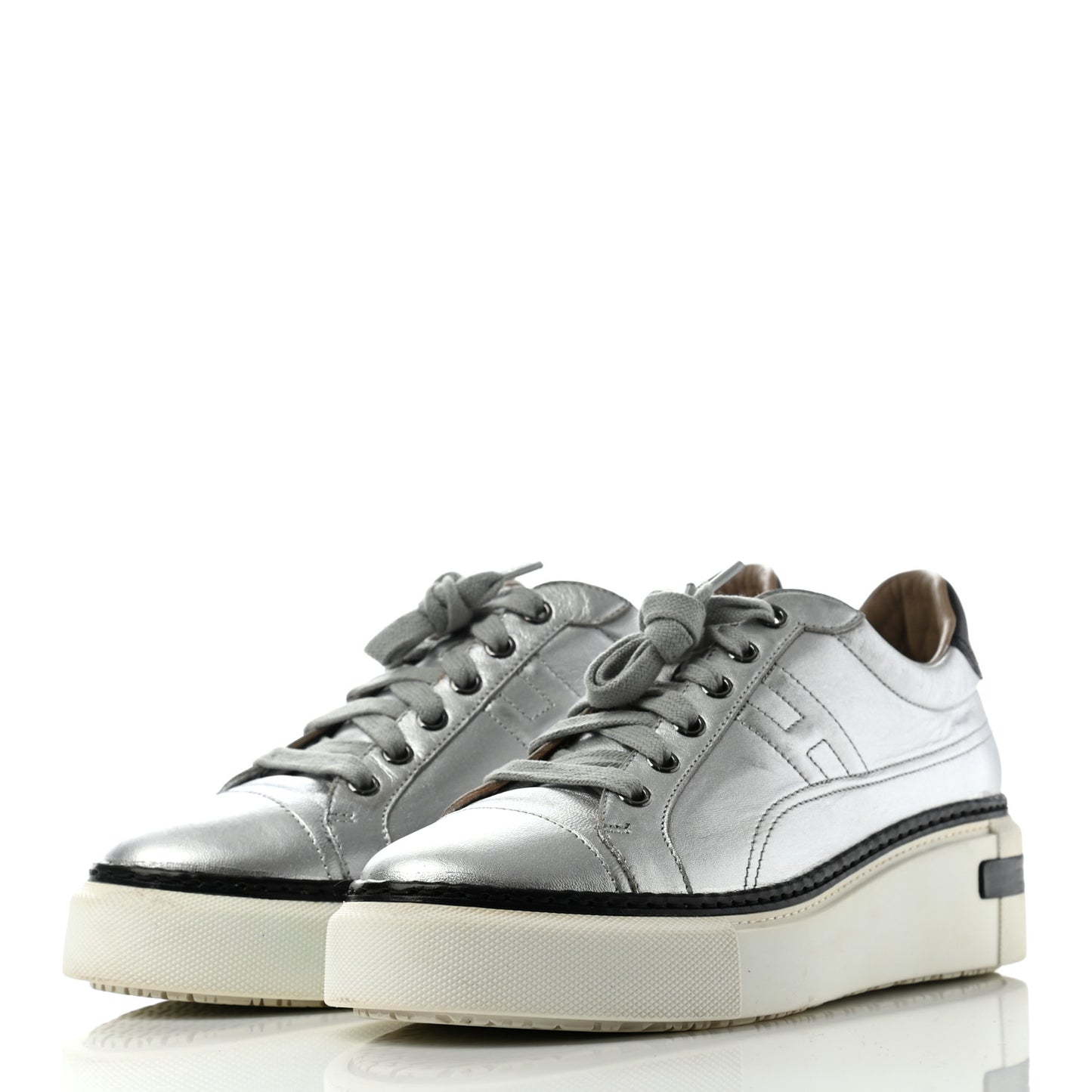 Metallic Womens Polo Sneakers 38 Argente Black