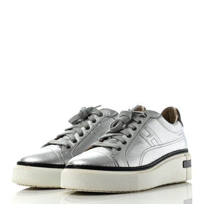 Hermes Metallic Womens Polo Sneakers 38 Argente Black 3 of 14
