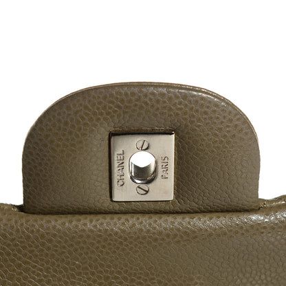 Chanel Caviar Quilted Jumbo Double Flap Green 6 of 8