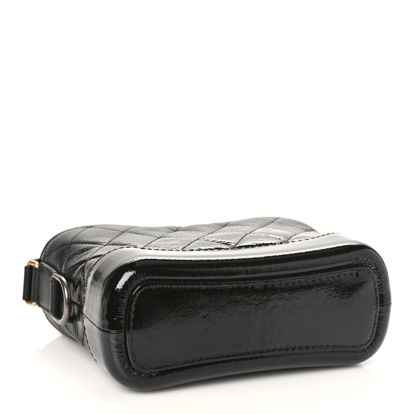 Patent Goatskin Quilted Small Gabrielle Hobo Black