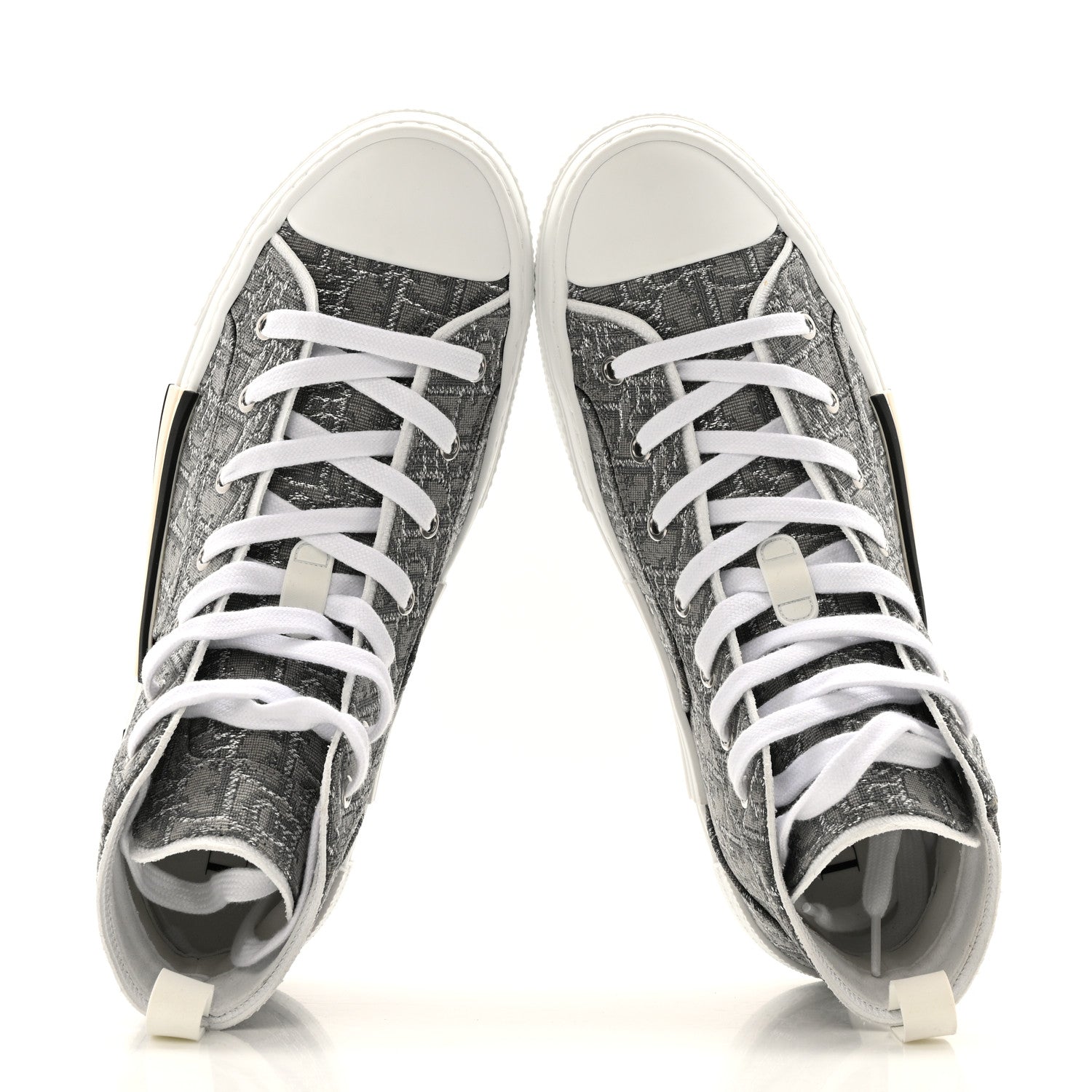 Christian Dior Metallic Oblique Jacquard Mens B23 High Top Sneakers 42 Grey 2 of 13