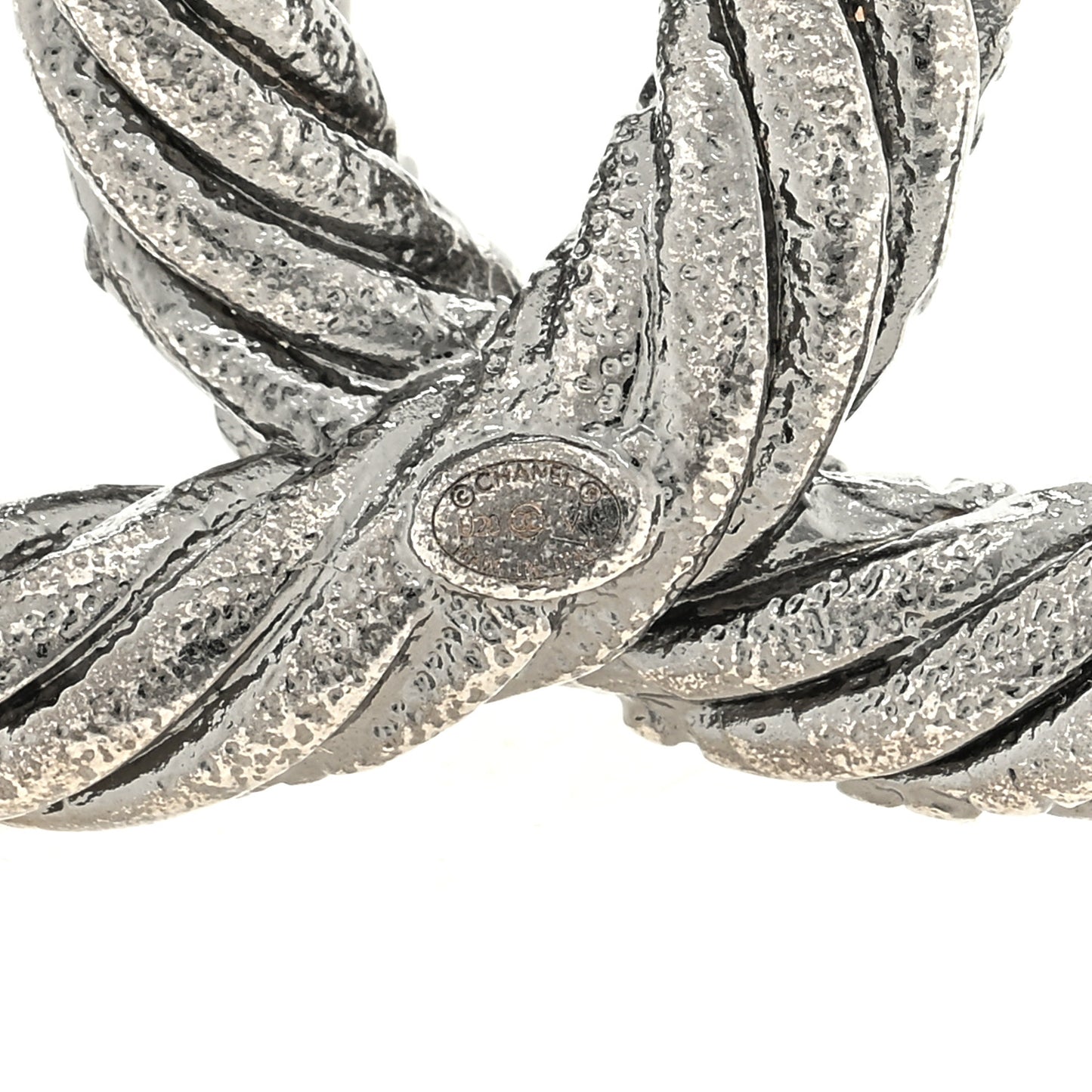 Crystal Twisted CC Brooch Silver