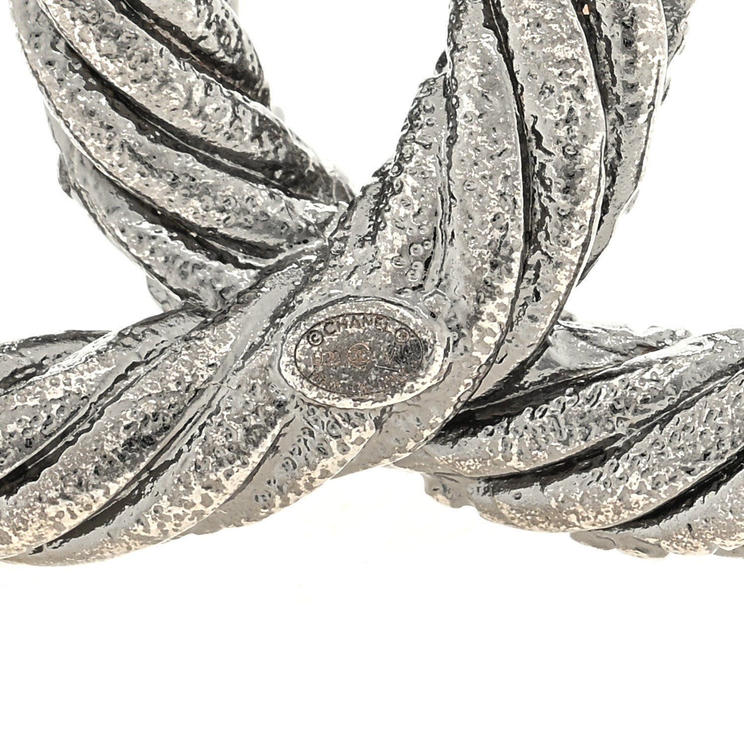 Chanel Crystal Twisted CC Brooch Silver 3 of 3