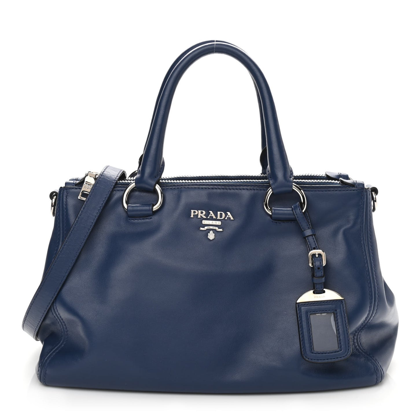 Soft Calf Double Zip Shoulder Bag Bleuette