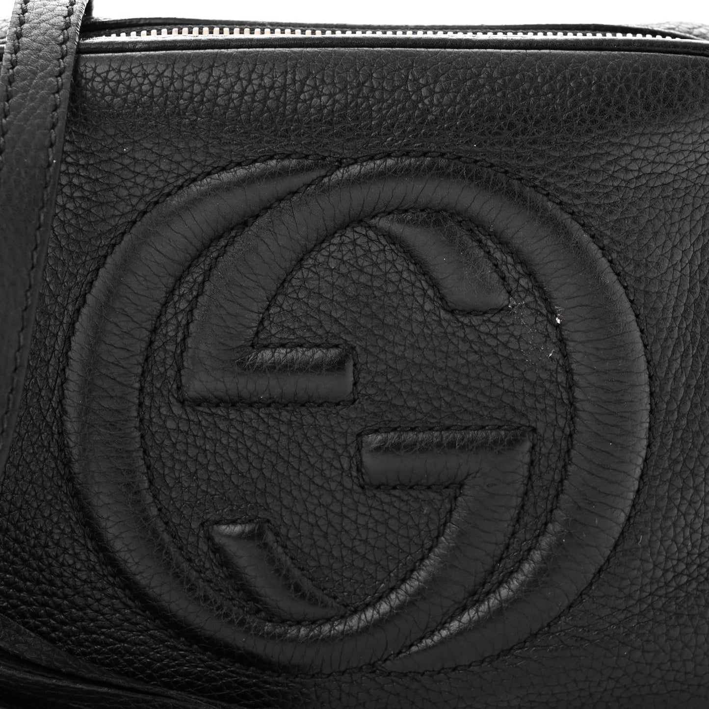 Pebbled Calfskin Small Soho Disco Bag Black