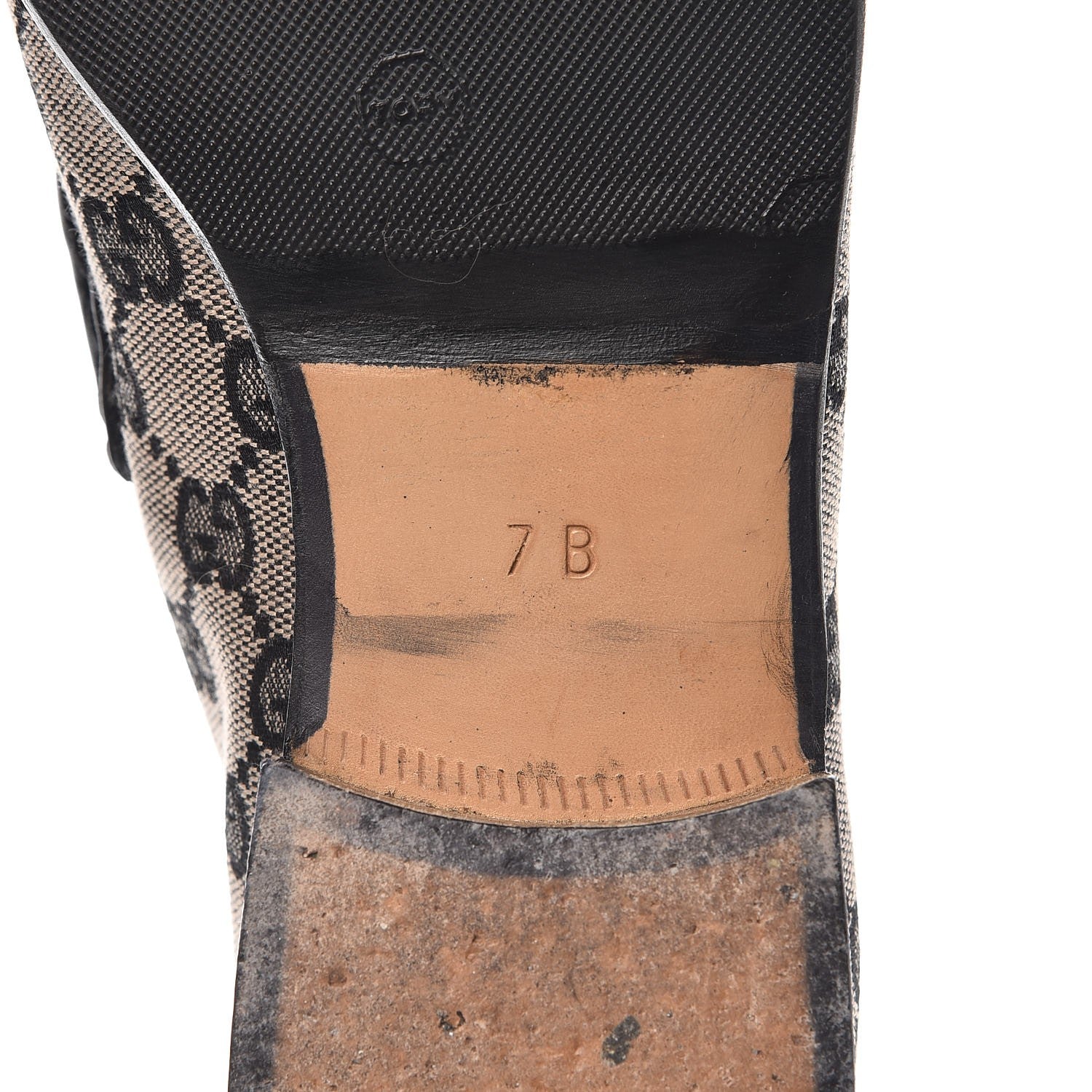 Gucci Monogram Calfskin Womens Horsebit Loafers 7 Black 8 of 11