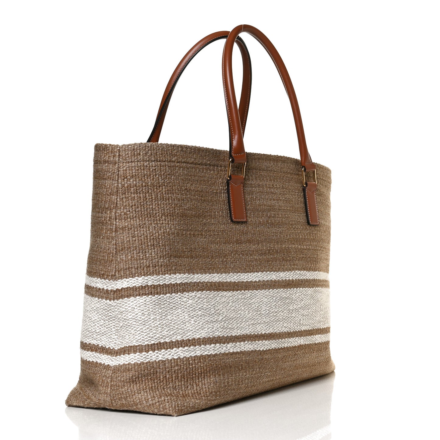 Textile Calfskin Horizontal Cabas Beige Tan