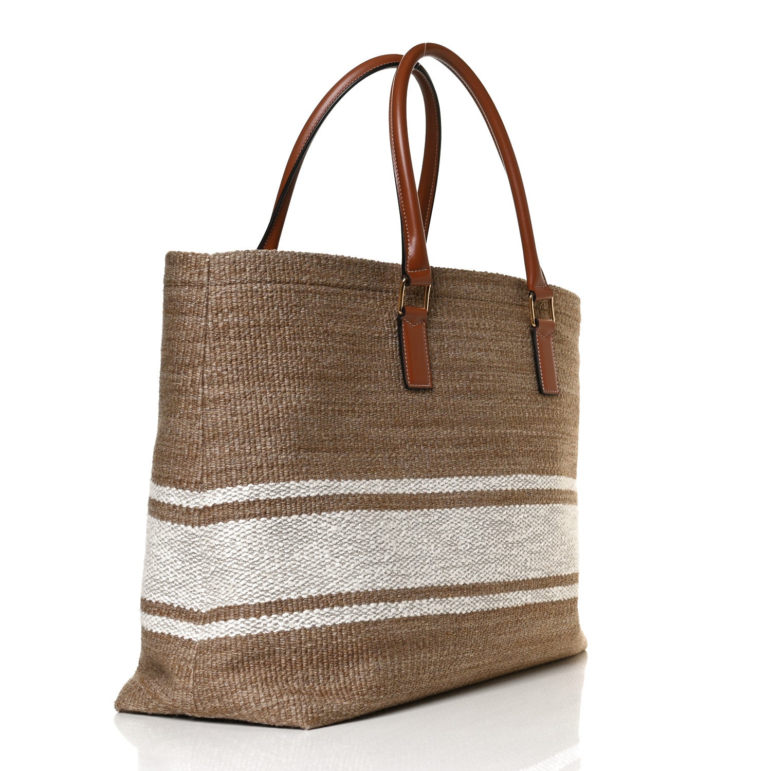Celine Textile Calfskin Horizontal Cabas Beige Tan 3 of 10