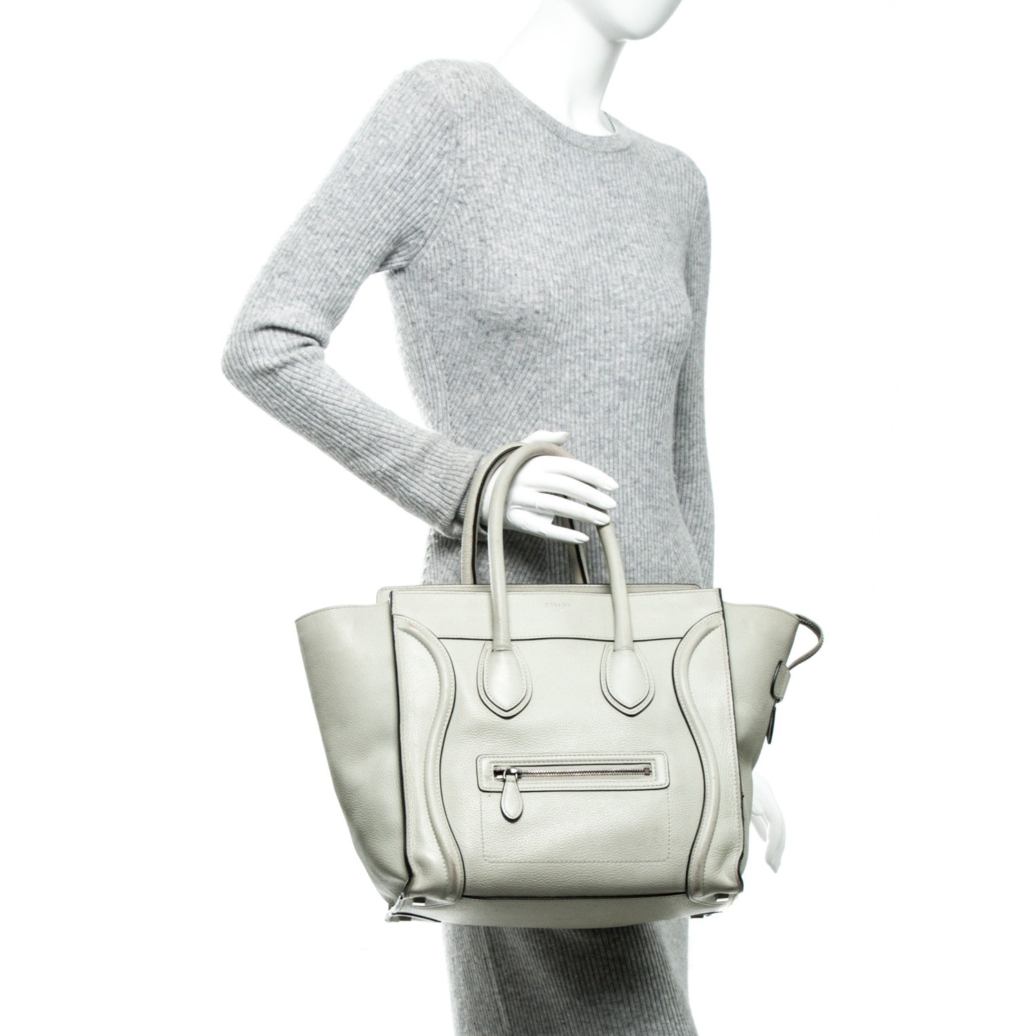 Celine Drummed Calfskin Mini Luggage Lune 2 of 9