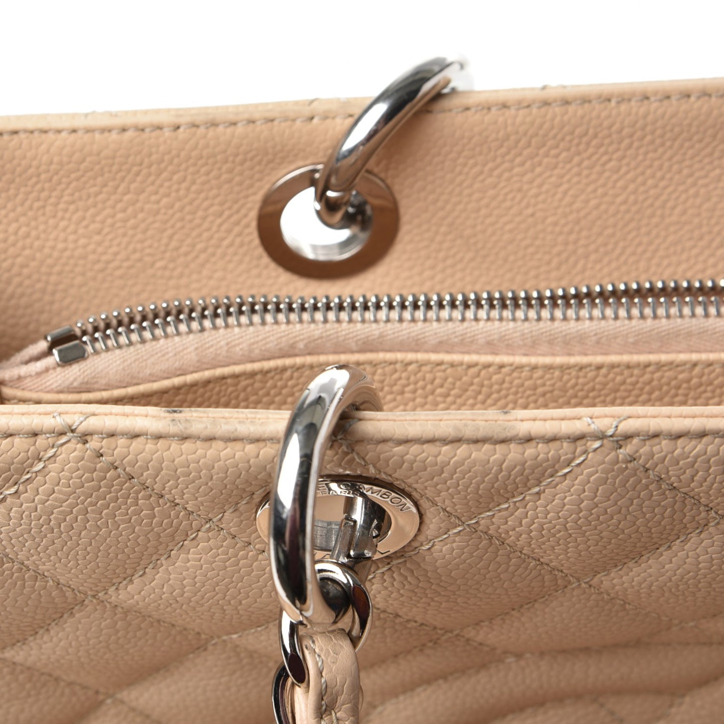 Caviar Quilted Grand Shopping Tote GST Beige Clair