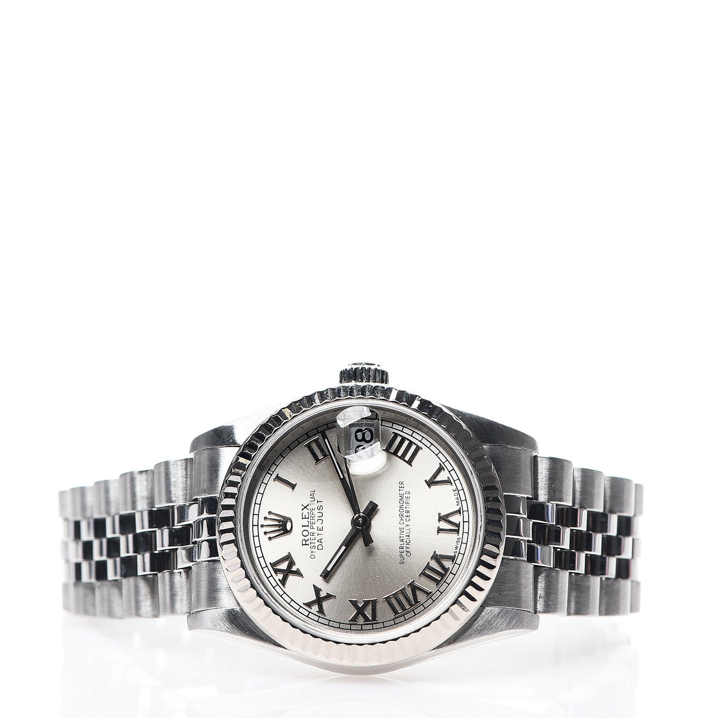 Stainless Steel 18K White Gold 31mm Oyster Perpetual Datejust Watch Silver Roman 78240