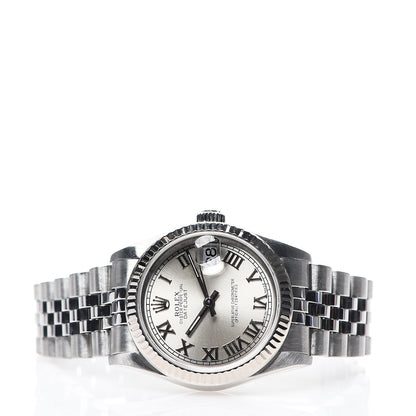 Rolex Stainless Steel 18K White Gold 31mm Oyster Perpetual Datejust Watch Silver Roman 78240 2 of 5