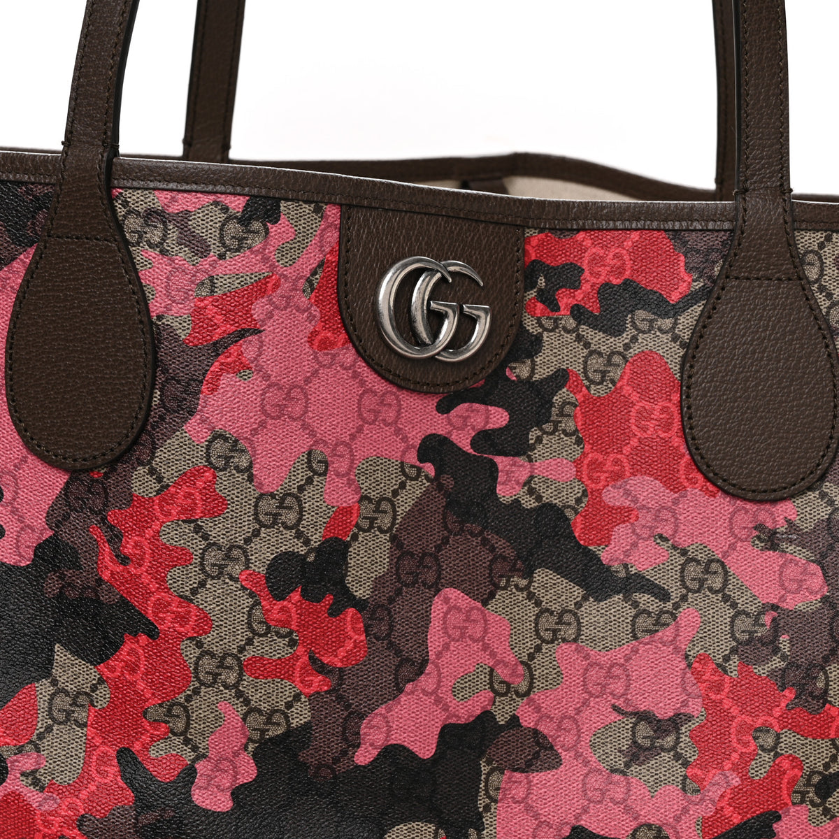 Gucci GG Supreme Monogram Camouflage Tote  Pink Red 8 of 10