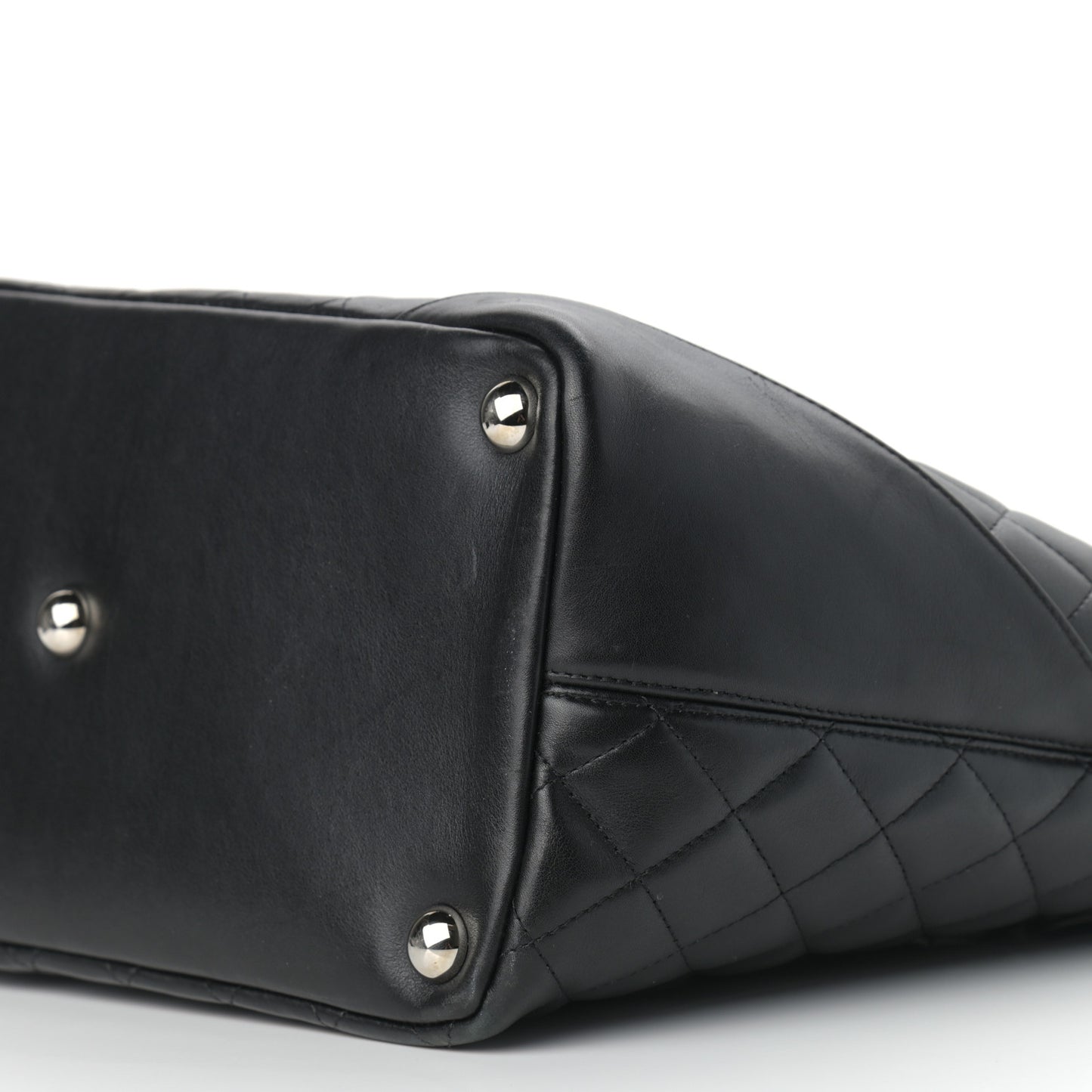 Calfskin Quilted Large Cambon Tote Black White