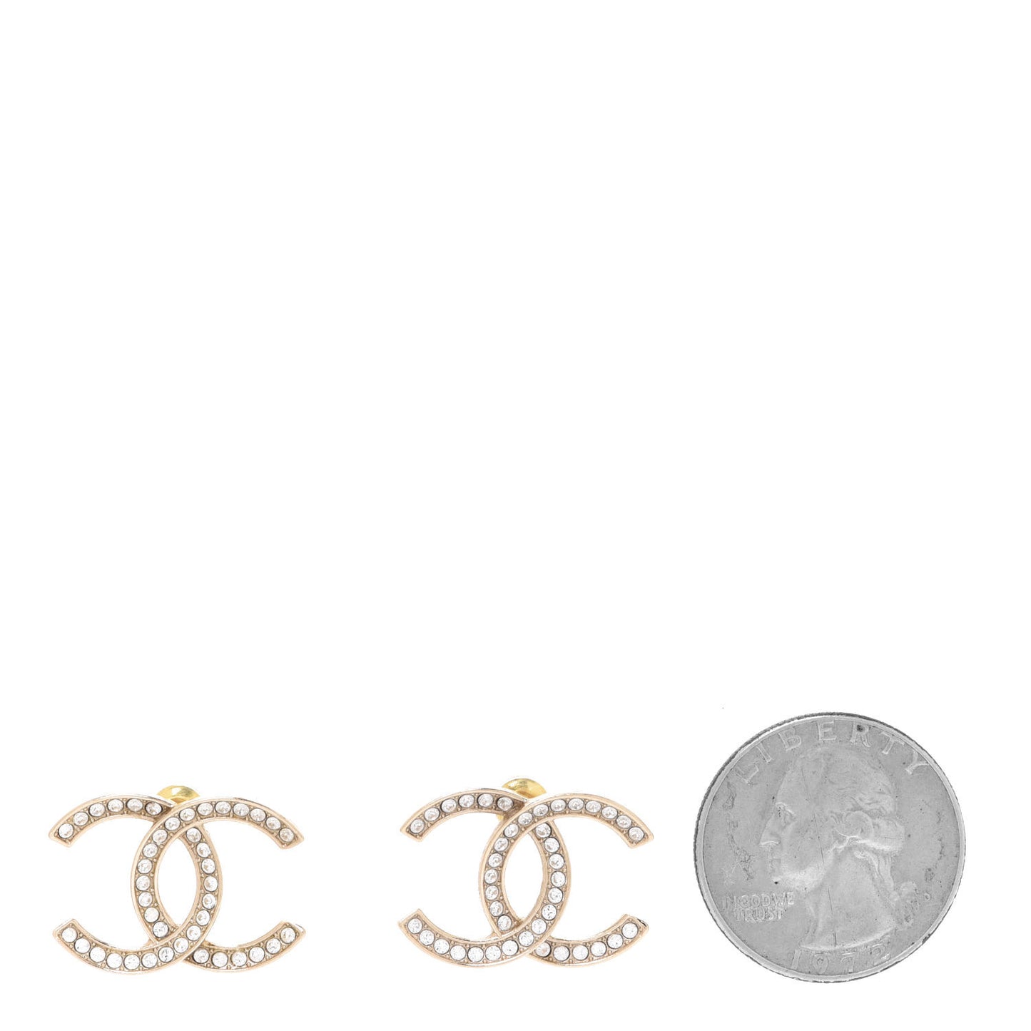 Crystal Large CC Earrings Gold