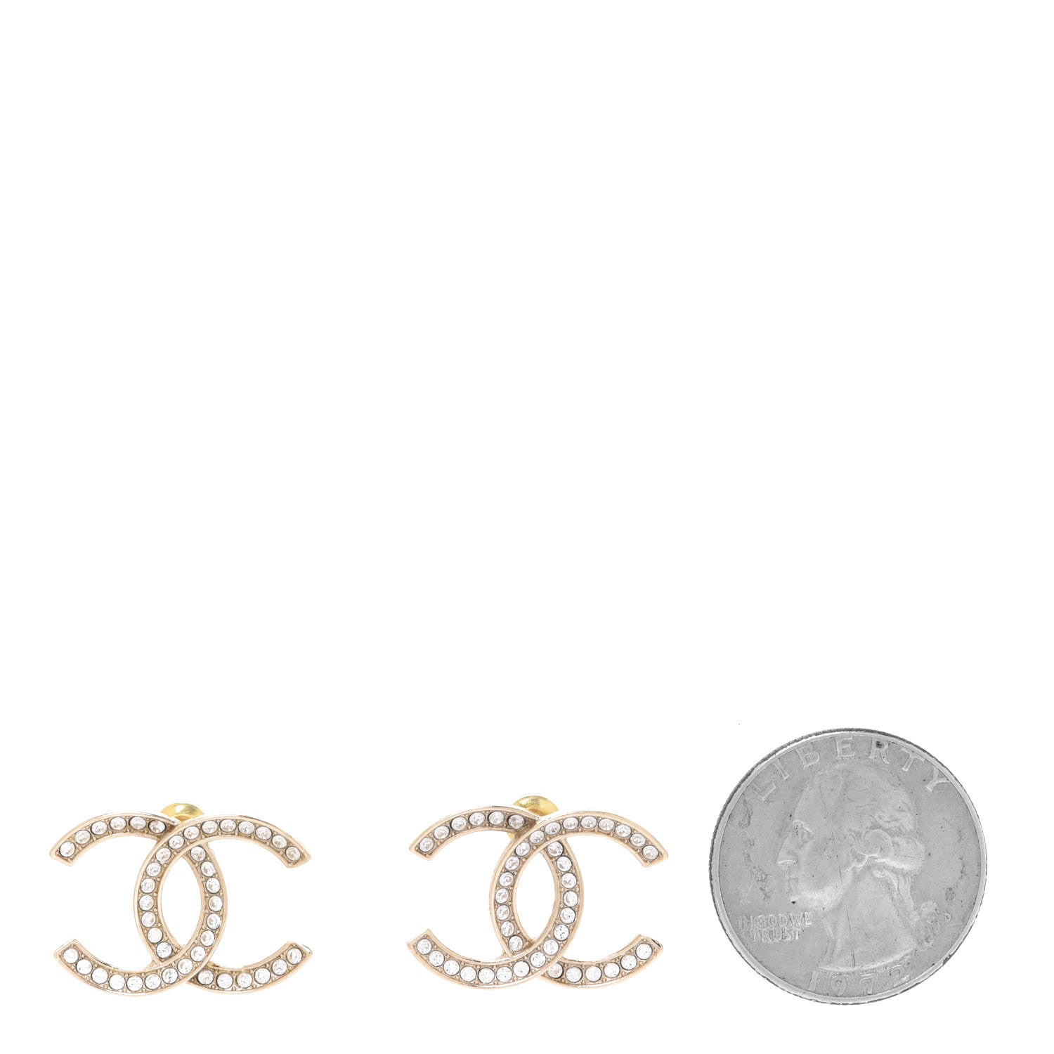 Chanel Crystal Large CC Earrings Gold 2 of 5