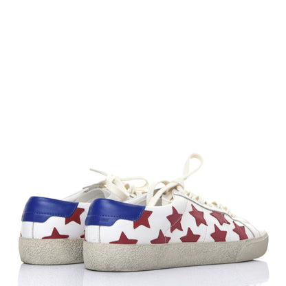 Saint Laurent Calfskin Star Court Sneakers 38.5 White Red 4 of 15
