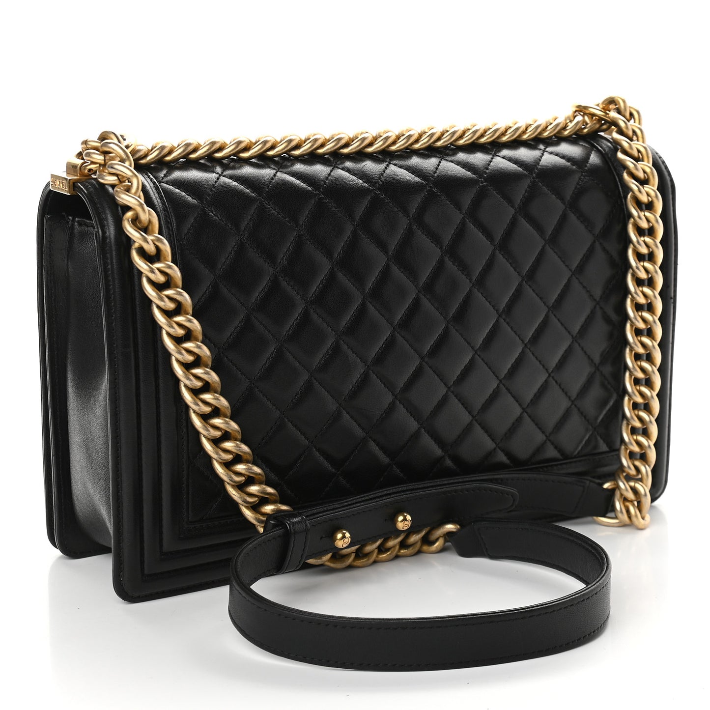 Lambskin Quilted New Medium Boy Flap Black