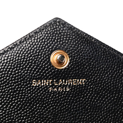 Saint Laurent Grain De Poudre Matelasse Chevron Monogram Chain Wallet Black 6 of 12