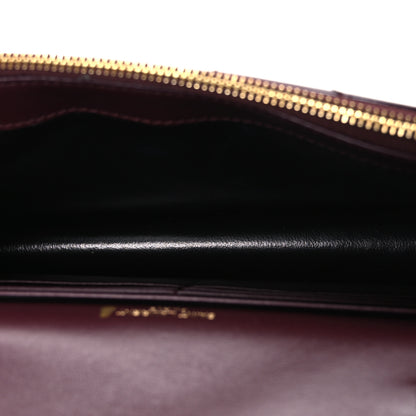 Saint Laurent Patent Calfskin Matelasse Chevron Monogram Envelope Chain Wallet Dark Red Wine 5 of 10