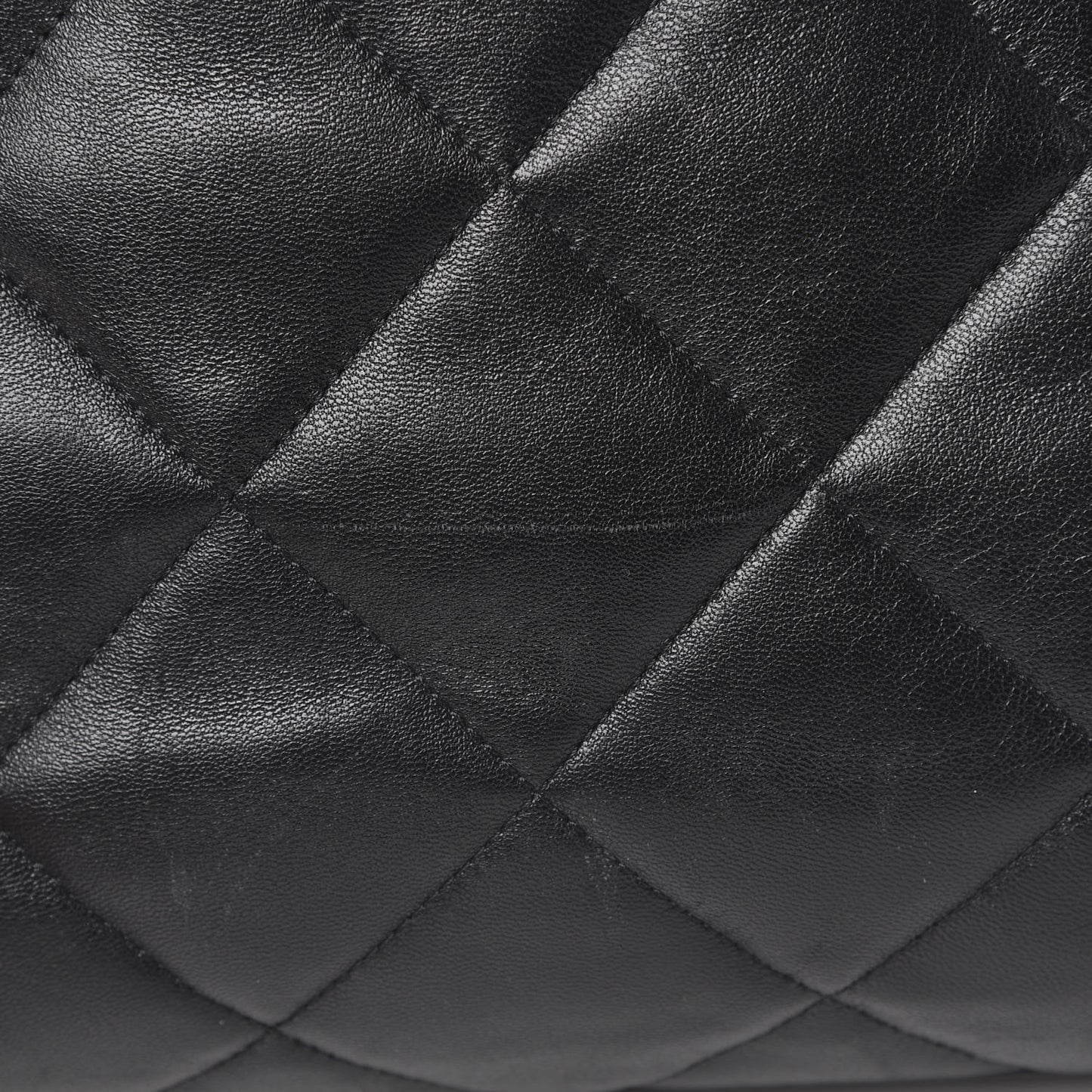Lambskin Quilted Drawstring Shopping Bag Black