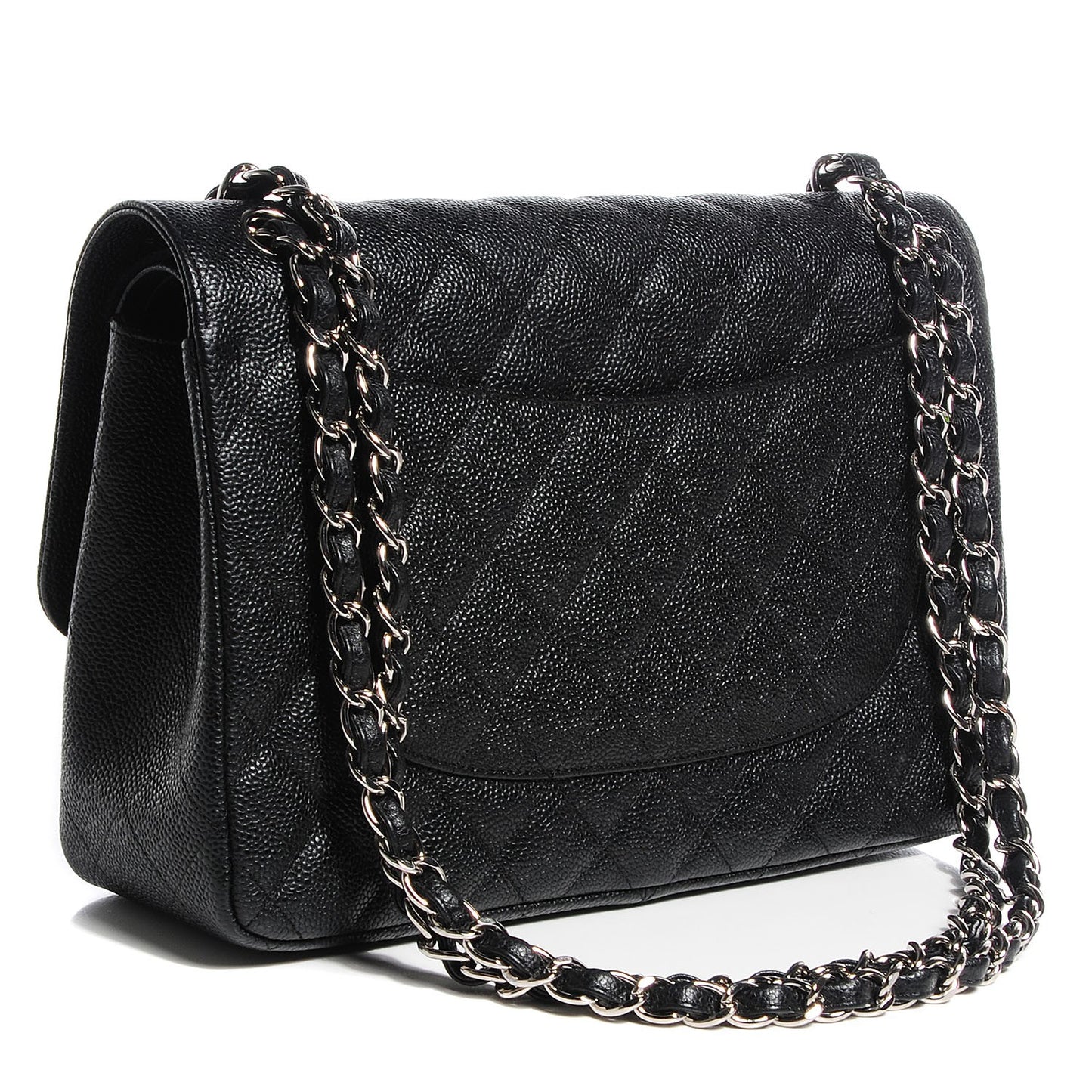 Caviar Quilted Jumbo Double Flap Black