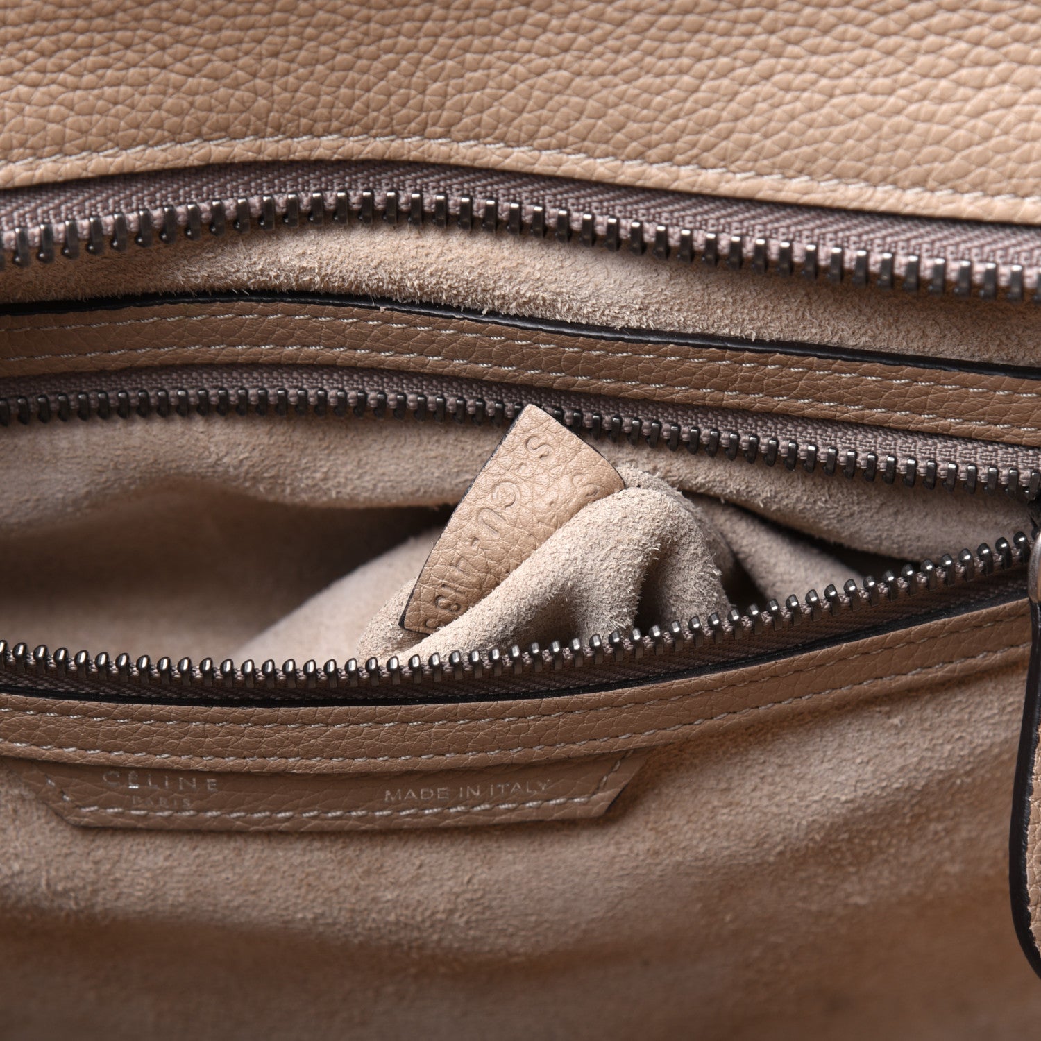 Celine Drummed Calfskin Mini Luggage Dune 7 of 24