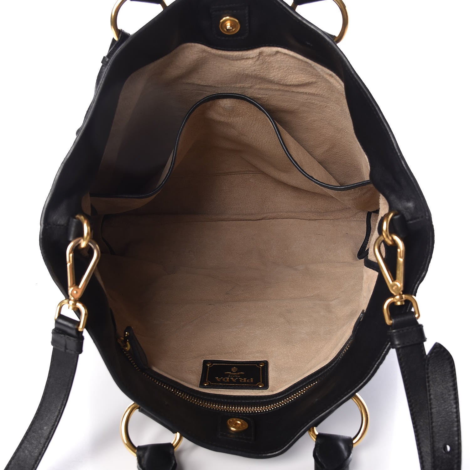 Prada Soft Calf Shopping Tote Black 5 of 15