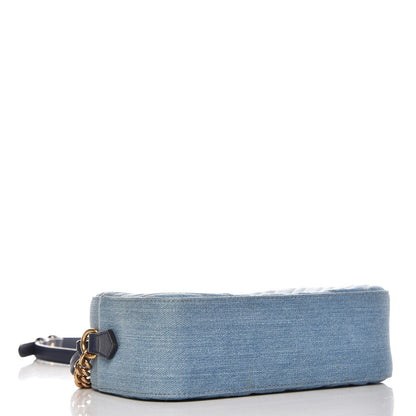 Gucci Denim Matelasse Small Pearly GG Marmont Chain Shoulder Bag Blue 4 of 10