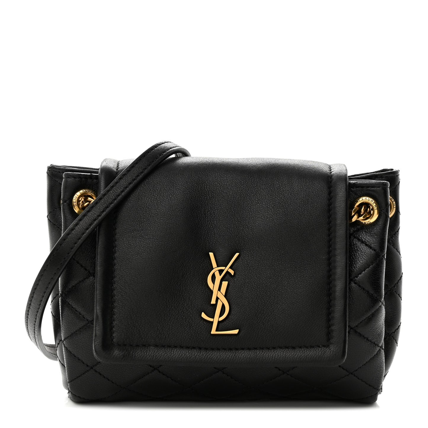 Lambskin Quilted Monogram Mini Nolita Black