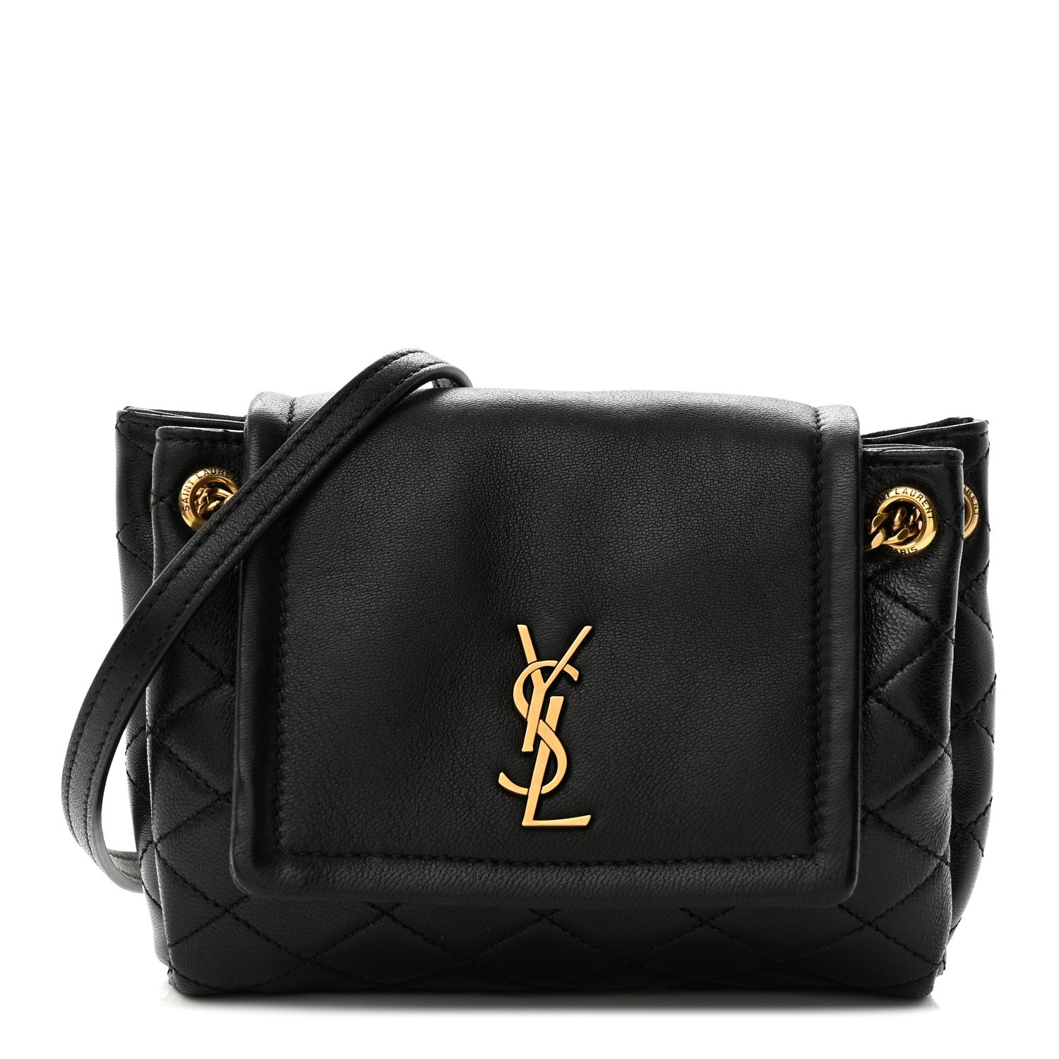 Saint Laurent Lambskin Quilted Monogram Mini Nolita Black 1 of 10