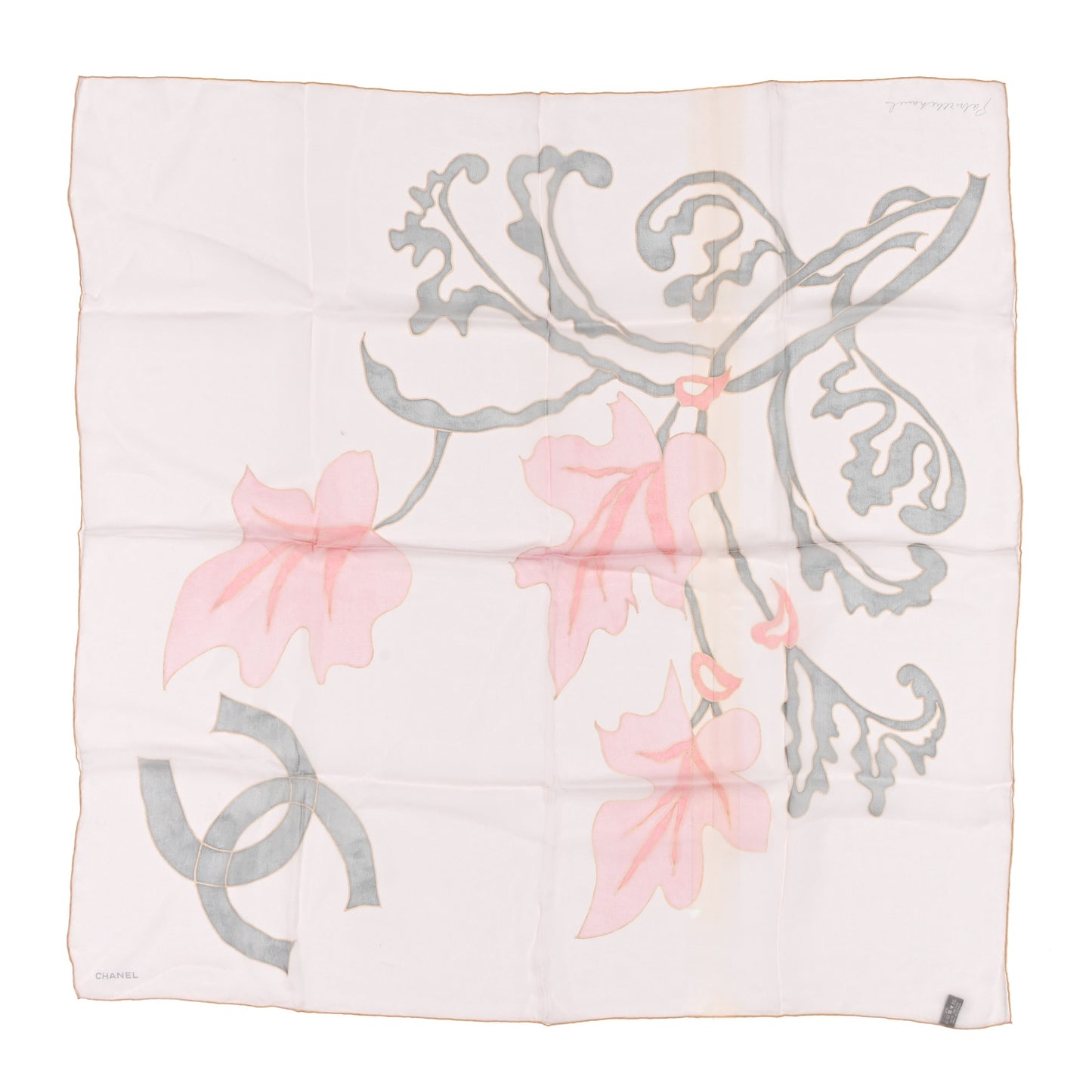 Silk Floral Print Scarf Pink