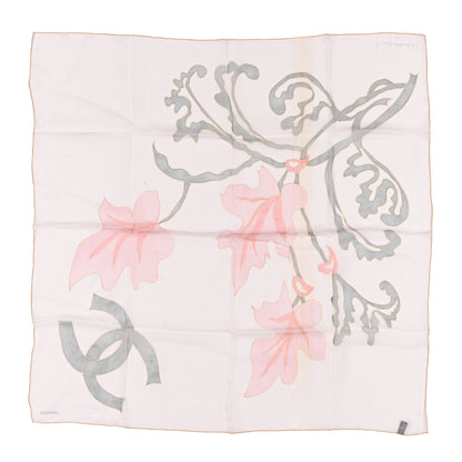 Chanel Silk Floral Print Scarf Pink 1 of 3