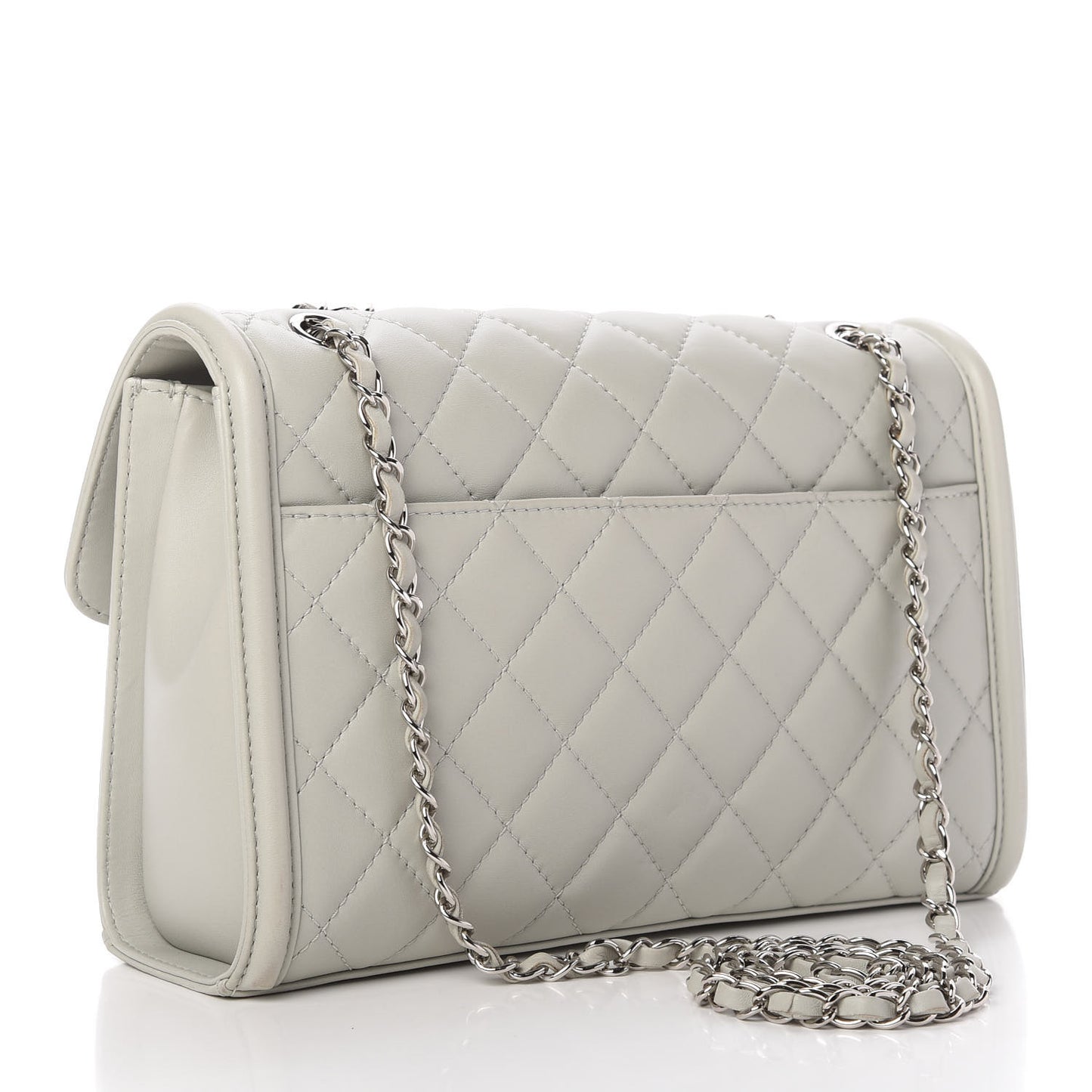Lambskin Quilted Large Geometric Flap Grey