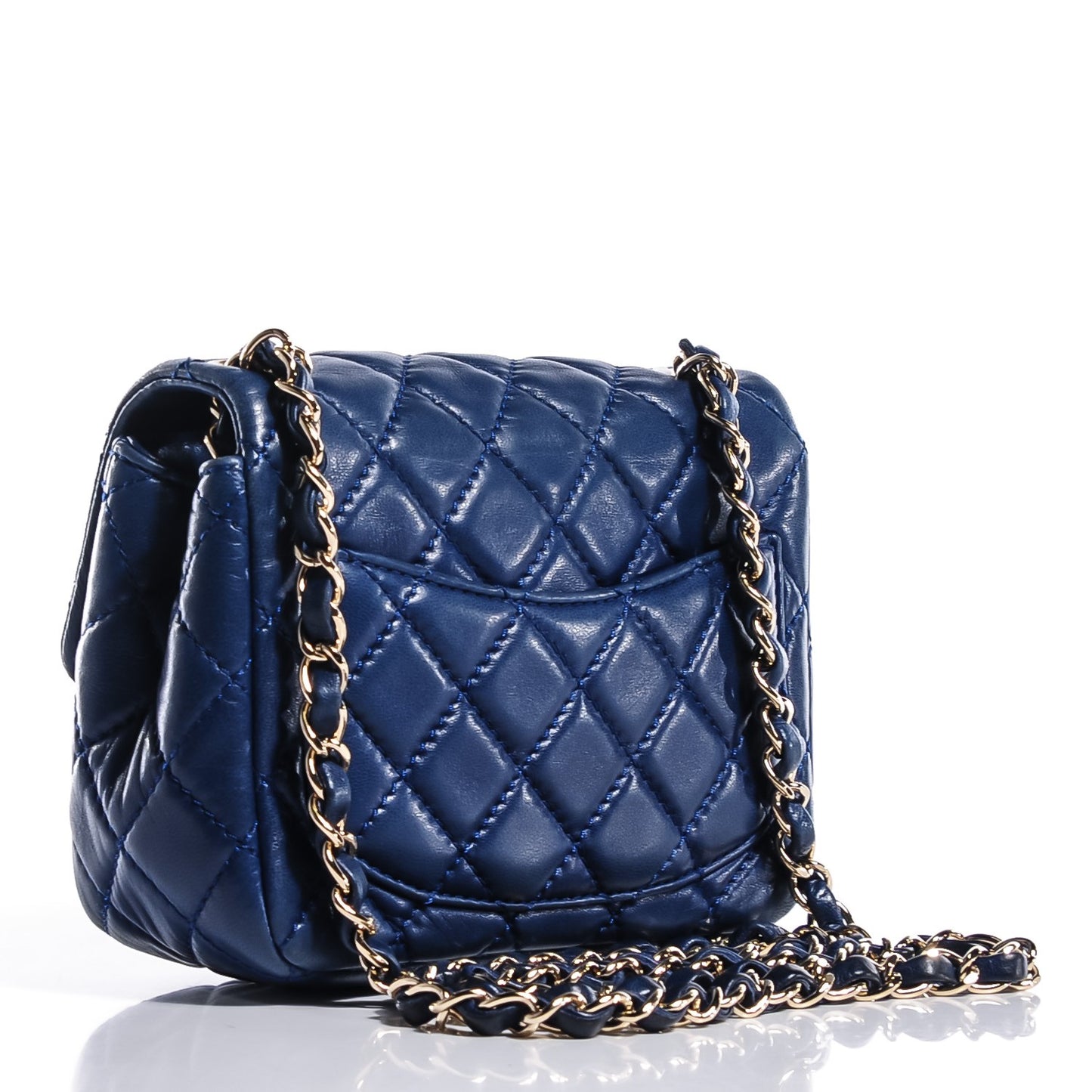 Lambskin Quilted Mini Square Flap Blue