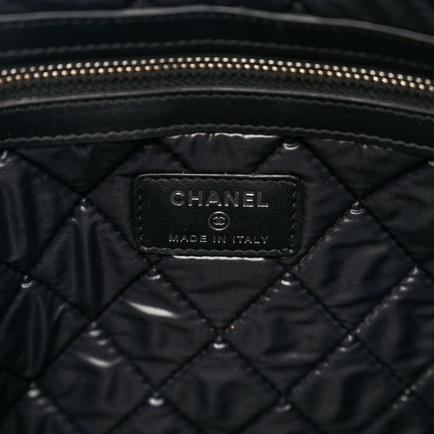 Chanel Striped Canvas Medium Deauville Cosmetic Pouch Grey Black 6 of 8
