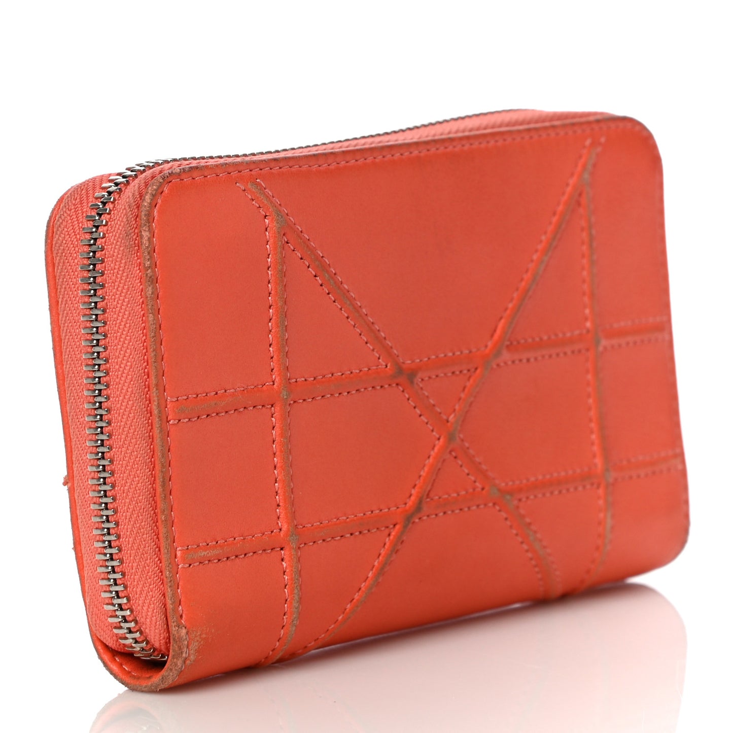 Calfskin Cannage Medium Diorama Voyageur Wallet Orange