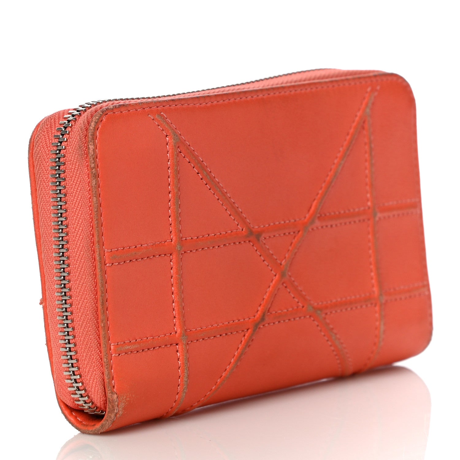 Christian Dior Calfskin Cannage Medium Diorama Voyageur Wallet Orange 3 of 24
