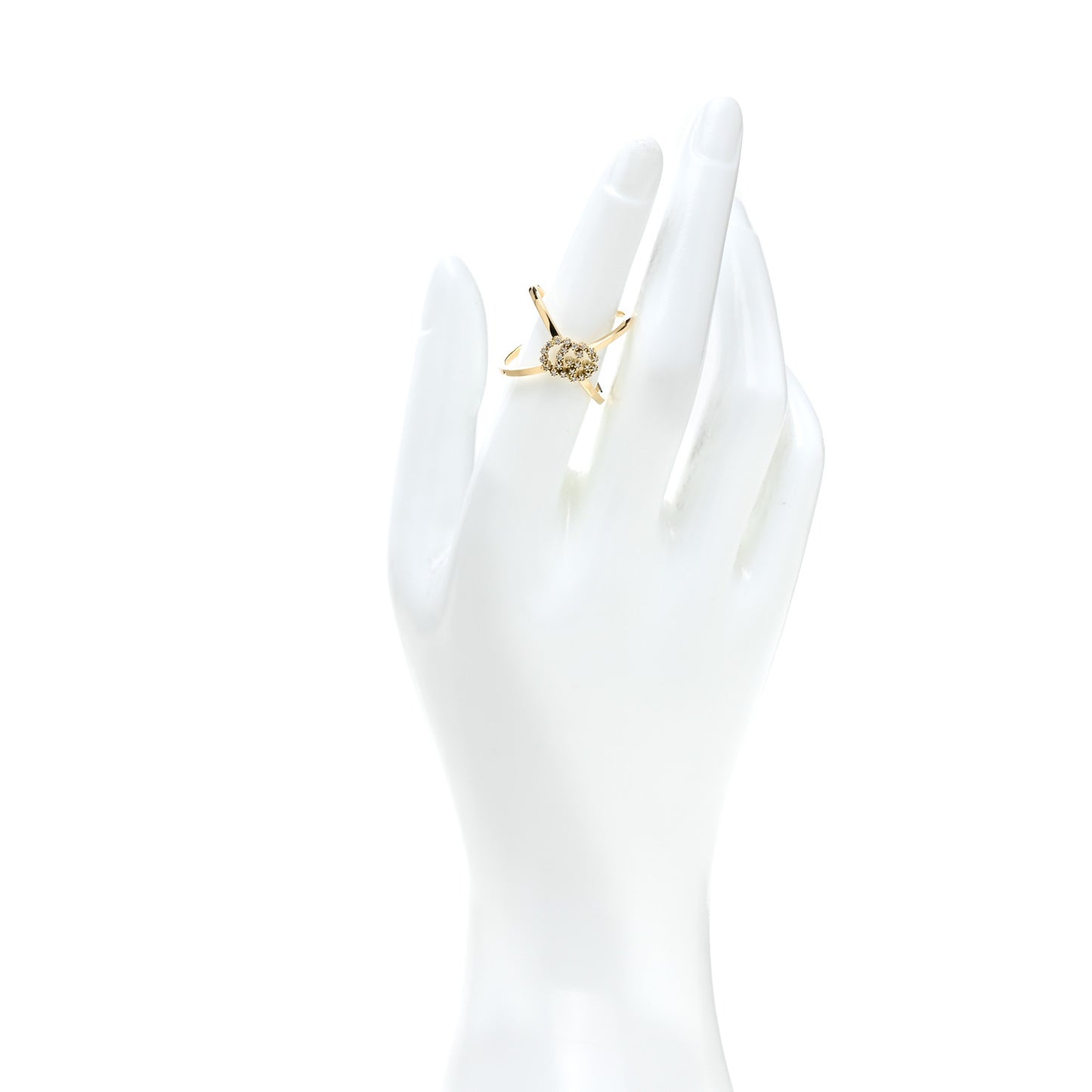 18K Yellow Gold Diamond Running G Cross Ring 53 6.25