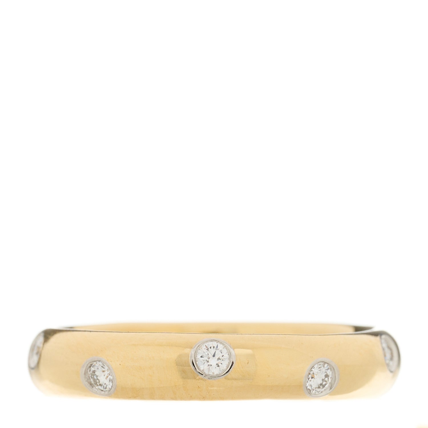 Tiffany 18K Yellow Gold Platinum Diamond 4mm Etoile Band Ring 55 7.25 1 of 6