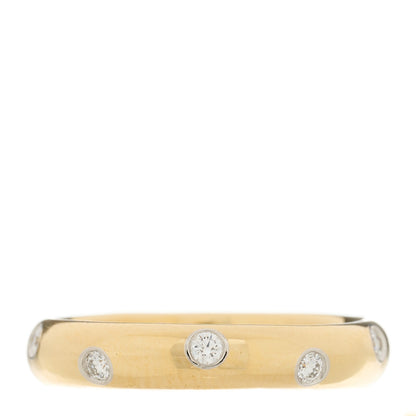 Tiffany 18K Yellow Gold Platinum Diamond 4mm Etoile Band Ring 55 7.25 1 of 6
