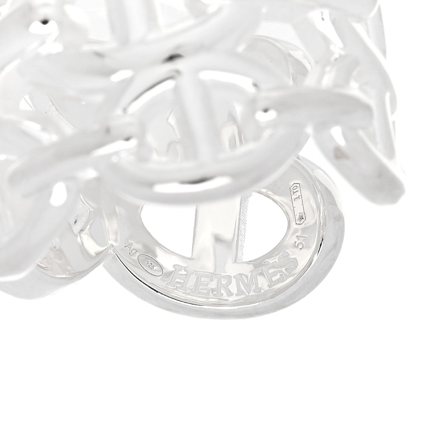 Hermes Sterling Silver GM Chaine d'Ancre Enchainee Band Ring 51 5.75 4 of 6