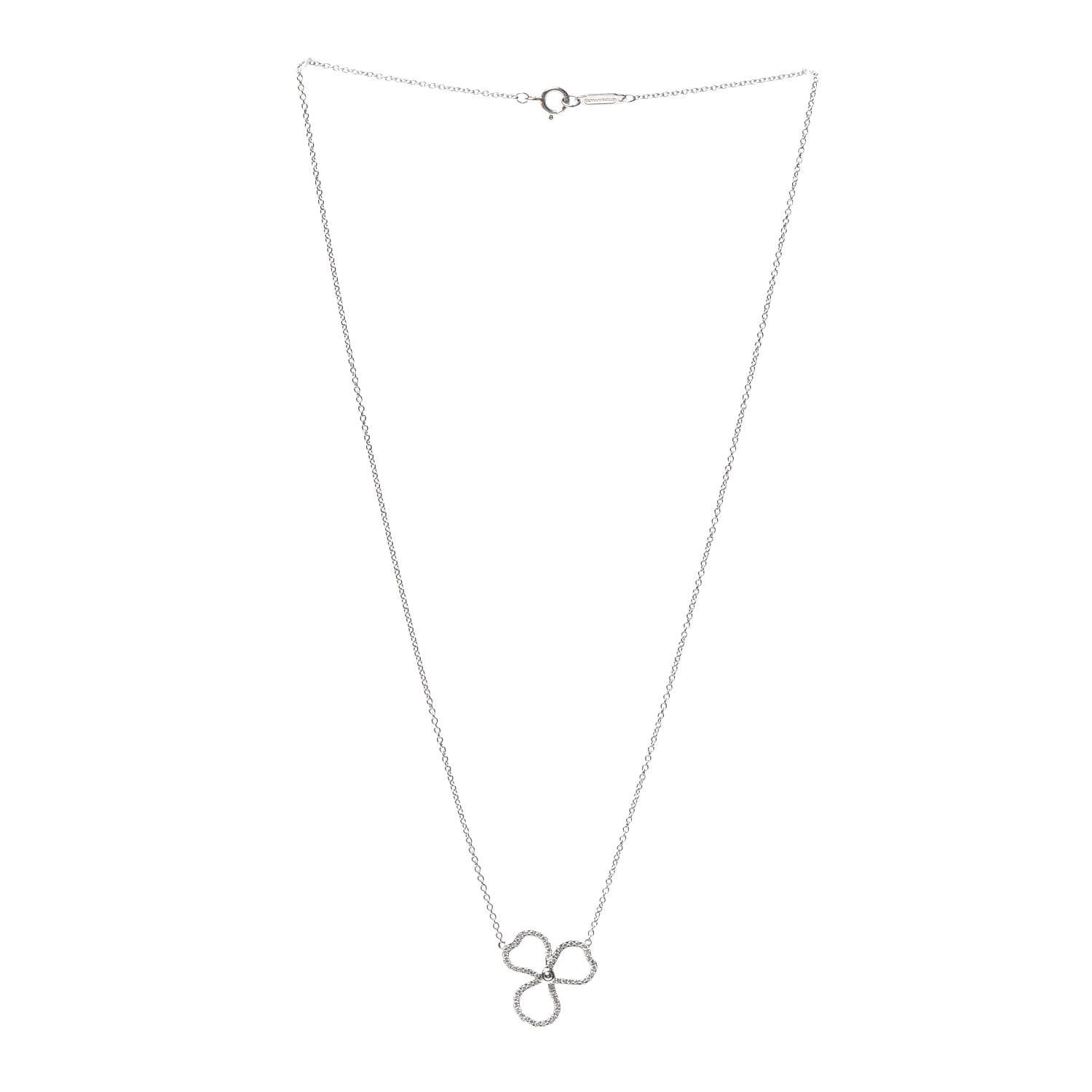 Tiffany Platinum Diamond Small Paper Flowers Pendant Necklace 3 of 6