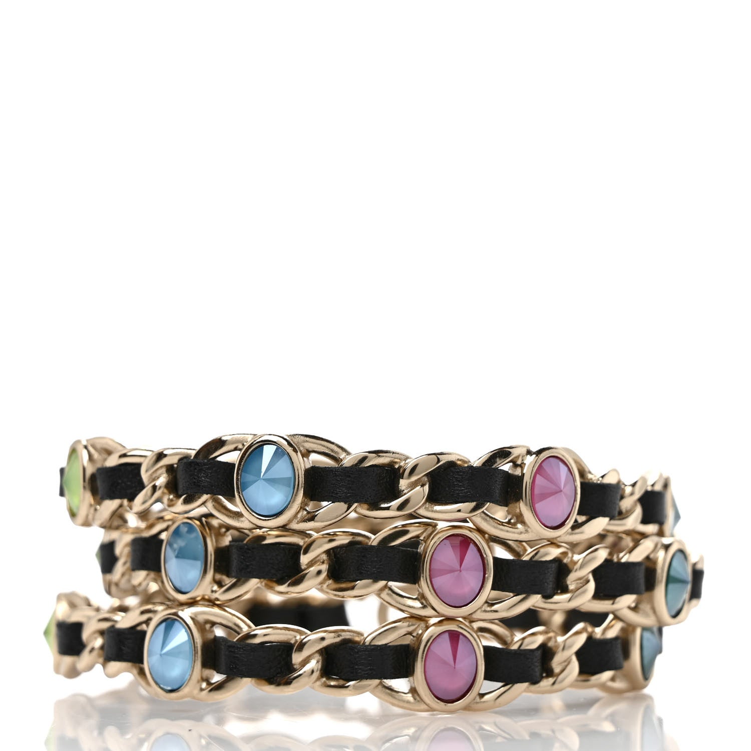 Chanel Lambskin Chain CC Bangle Bracelets Set of Multicolor 3 of 4